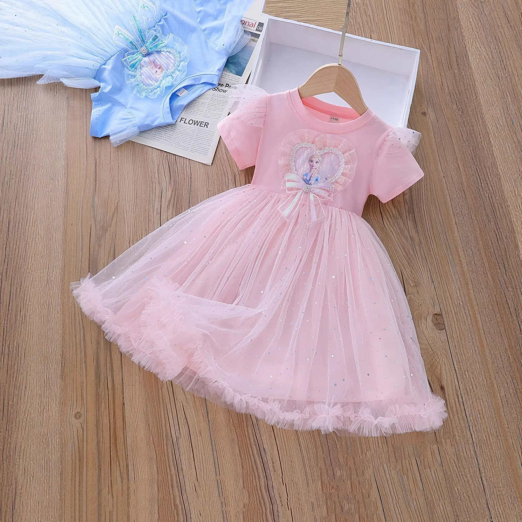 Girls Summer Dress 2026 New Arrival Children Princess Dress Lightweight Elsa Tulle Skirt
