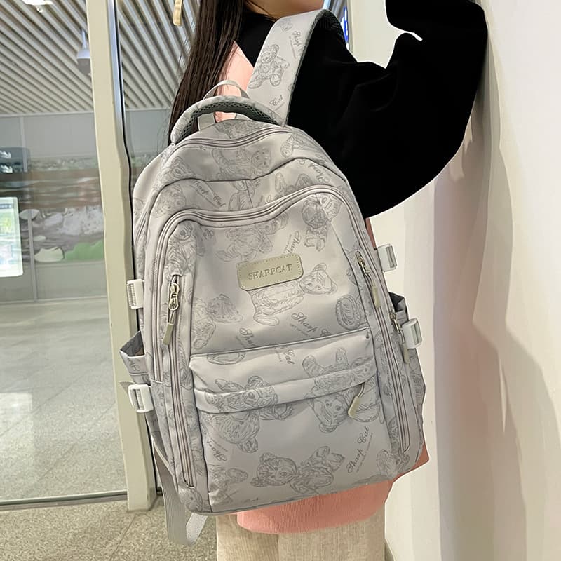 New School Backpack for Girls High School Lightweight Simple Large Capacity Double Shoulder Bag Casual Middle School College Student Cross-border Backpack Versatile