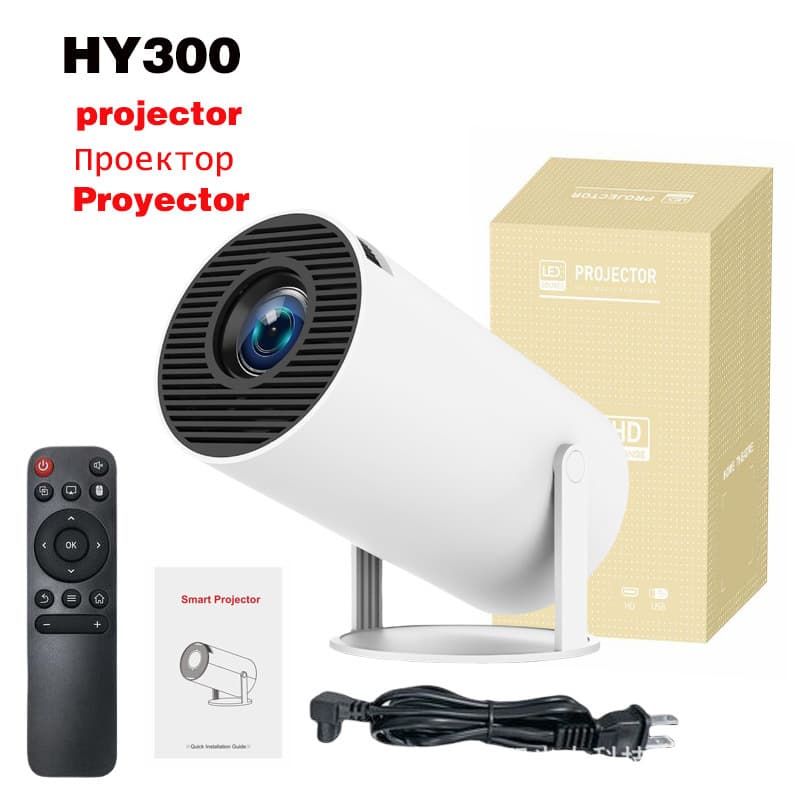 Cross-border Bestseller HY300 Portable Projector with Overseas Android Smart System Home HD Projector