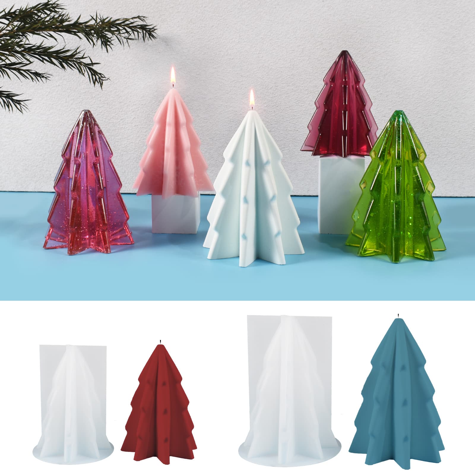 Nuohan Silicone DIY Drip Christmas Aromatherapy Gypsum Candle Ornaments Christmas Tree Candle Silicone Mold