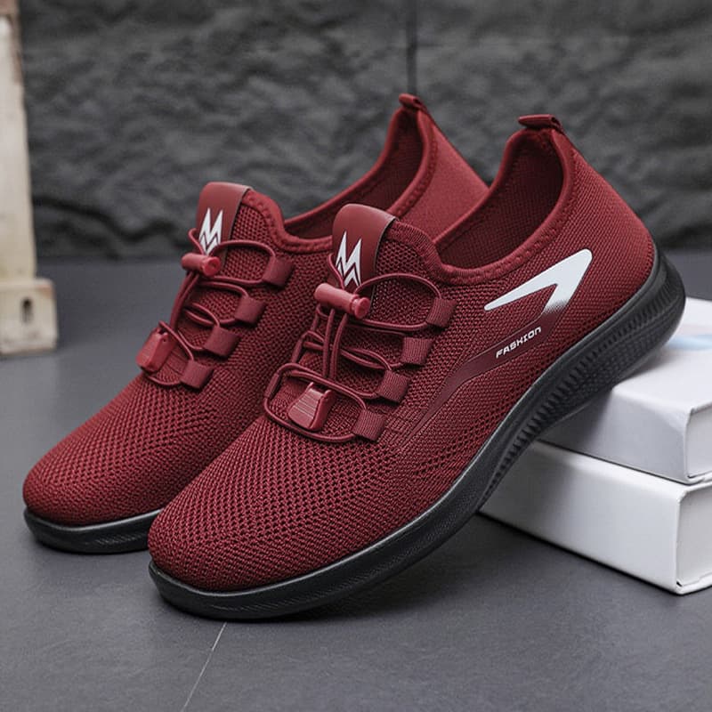 Women's breathable flying mesh walking shoes, lightweight and comfortable lazy elastic shoes, middle-aged and elderly outdoor sports shoes for women
