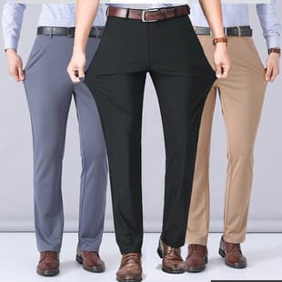 Cross-Border Good Deals Stretch Men's Pants Draped Casual Dress Trousers Summer Thin Men's Pants Middle-Aged Casual Pants