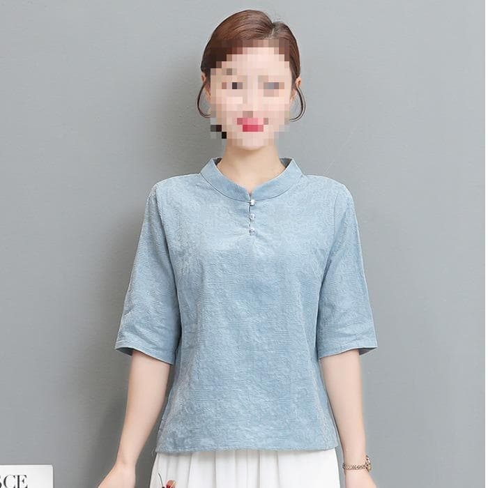 Chinese-style Tang Suit Vintage Style Linen Top Women Summer Zen Clothing Chinese-style Tea Ceremony Attire Stand Collar Improved Cheongsam