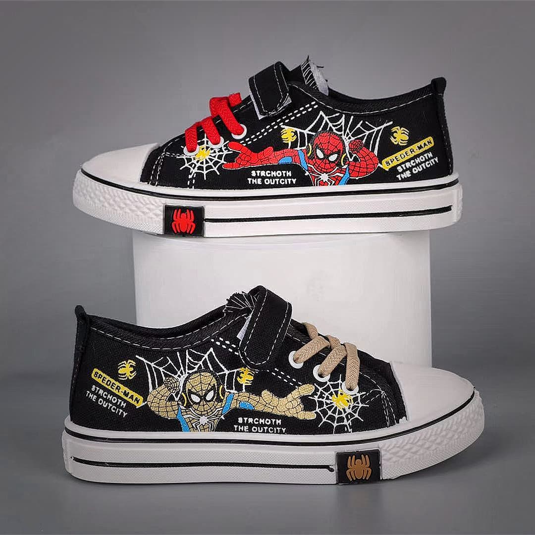 Children's Canvas Shoes Boys Breathable Korean Style New Autumn Fashion Cartoon Velcro Casual Anti-Slip Soft Sole Sneakers