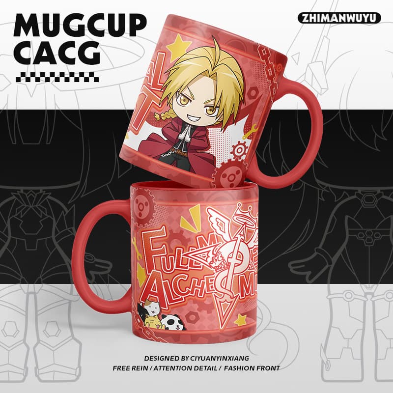 Fullmetal Alchemist Anime Q Version Fan Merchandise Edward Alphonse Winry Roy Ceramic Mug