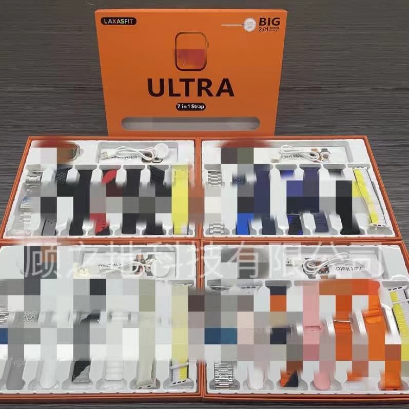 Ultra 7-in-1 Smart Watch Set Multi-Strap Watch 7+1 Bluetooth Call Step Heart Rate Band