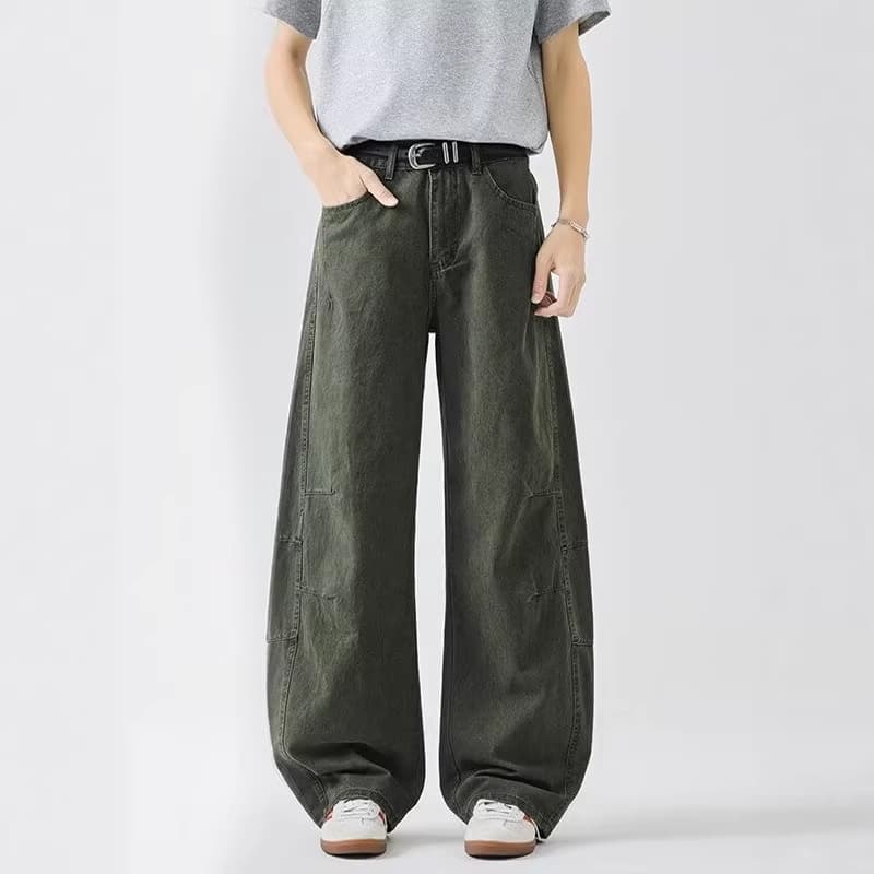 American Retro Ins Wide Leg Cargo Jeans for Men 2026 New Style Loose Straight Leg Curved Knife Floor-Length Pants Men's Wear
