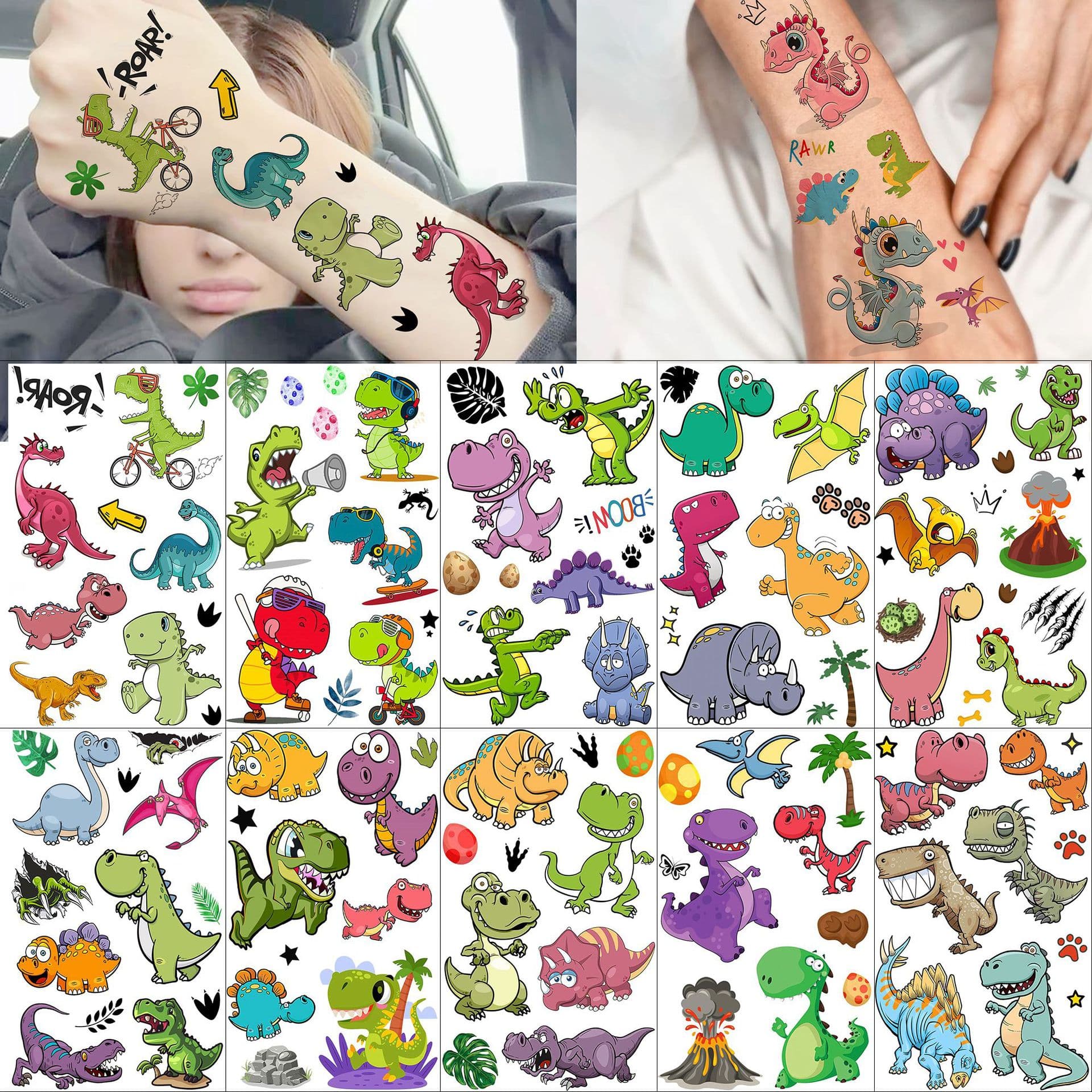New cross-border color dinosaur tattoo stickers high-end hand and neck tattoo stickers TEMU European and American Tattoo