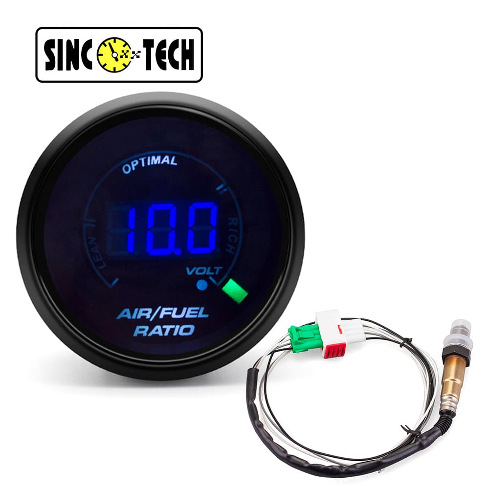 2-inch 52MM light dark mirror digital LED blue light air-fuel ratio meter 12V car modified instrument with oxygen sensor