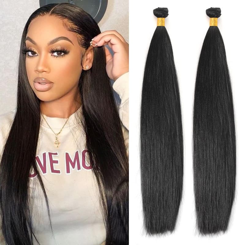 Width 100cm Cross-border Trade Factory Wholesale European and American Women's Wigs YAKI Silk Fiber Straight Hair Extension Hairpiece Weft