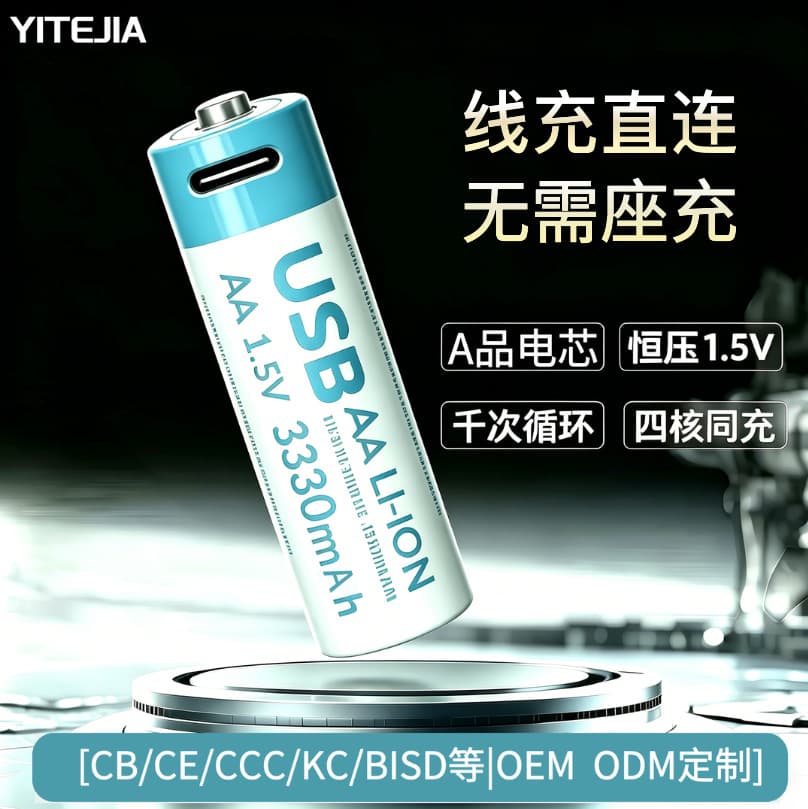 Rechargeable AA Battery 1.5V High Capacity AA USB Rechargeable Lithium Battery Cross-border Hot Selling Recyclable AA Lithium Battery