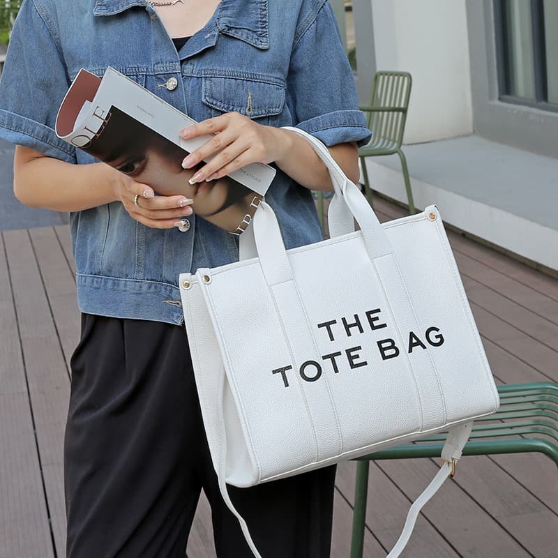 Retro Letter Tote Bag Crossbody Handbag Neutral Minimalist Style Polyester Lining Zipper Closure Hard Shell Handbag