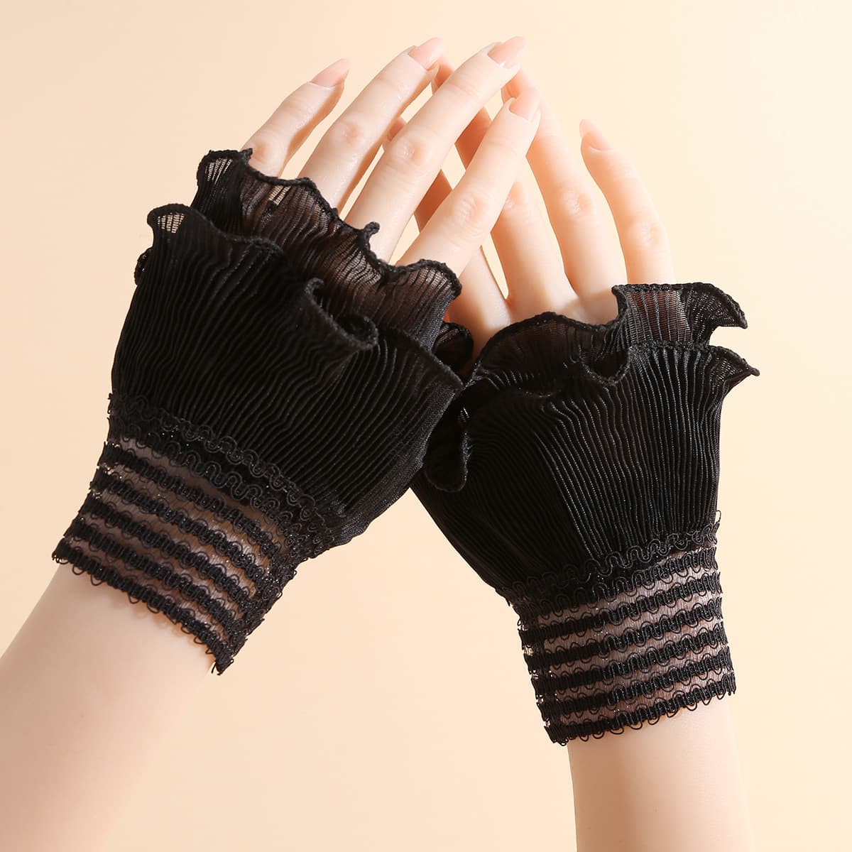 Girl Japanese Sweet Lace Gloves Creative Multi-Layer Lace Bell Sleeves Autumn Winter Long Sleeve Decorative Collar Gloves