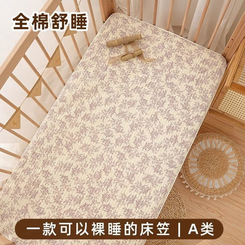 Baby crib, newborn baby gauze bed sheet, bed cover, all-season children's patchwork fitted sheet mattress