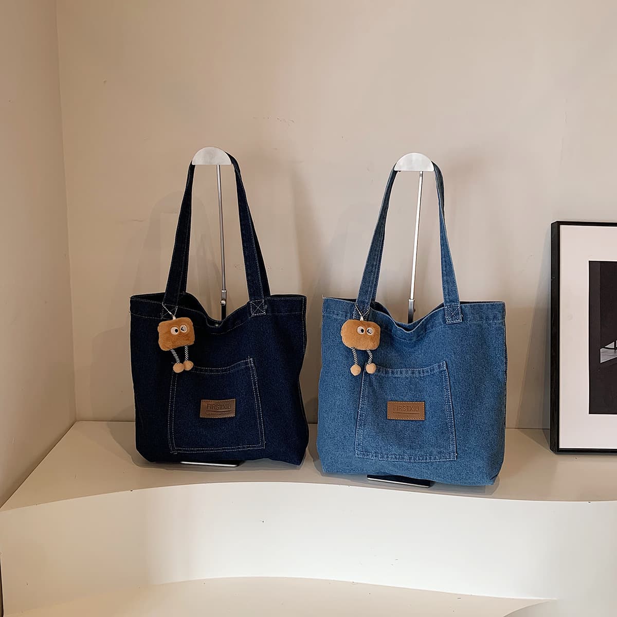 Denim Canvas Shoulder Bag Hot Selling New Large Capacity Niche Art Tote Bag Casual Versatile Shopping Tote Bag