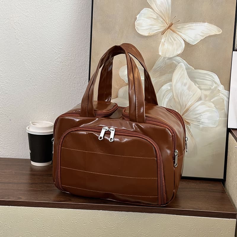 Double Wide Opening Makeup Bag Large Capacity for Women 2026 New Portable Partition Storage Bag Travel Wash Bag