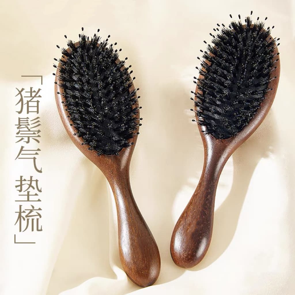 Boar bristle air cushion comb air bag massage comb scalp meridian comb smooth hair female home fluffy hair sandalwood comb
