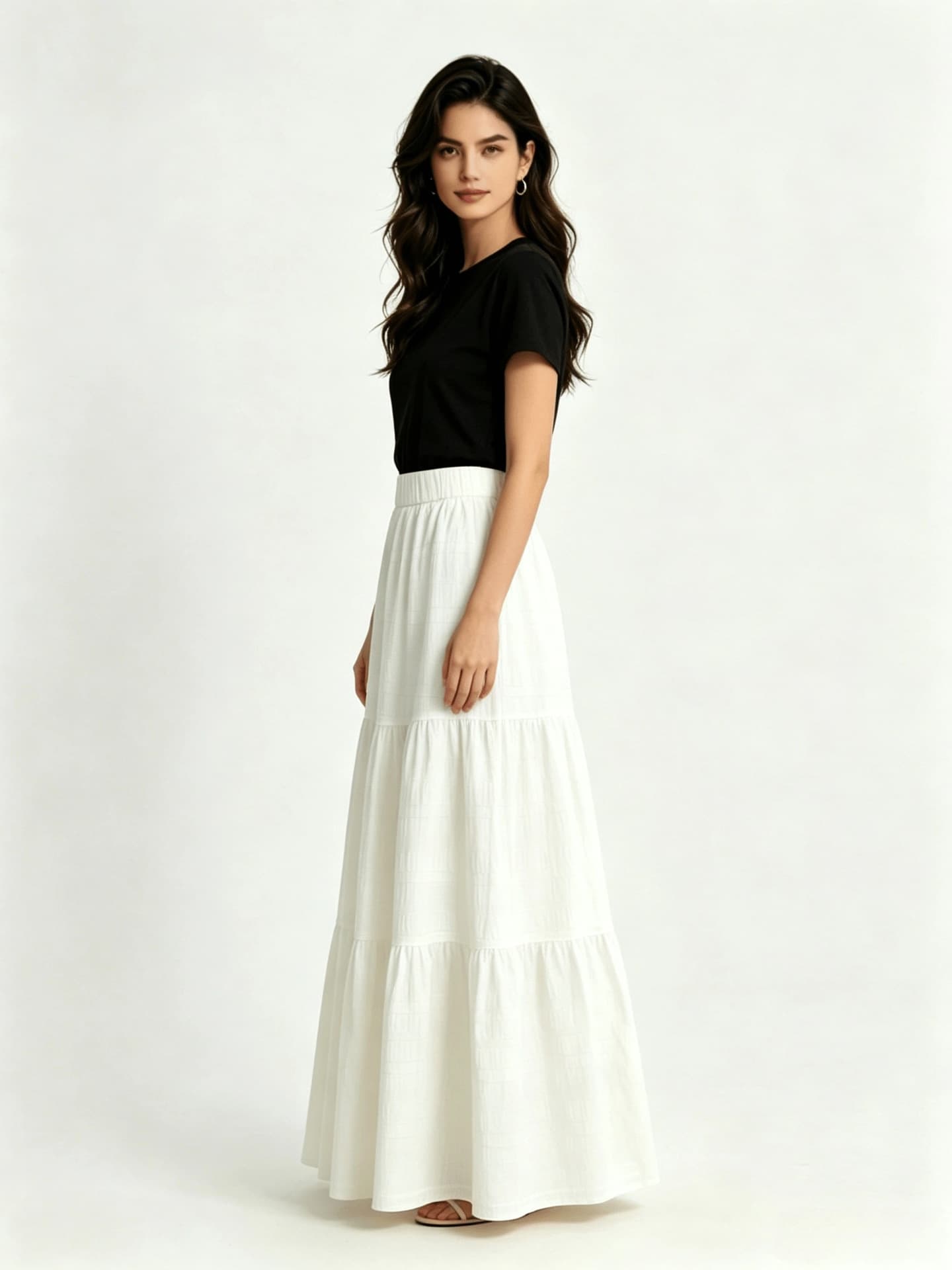 White Layered Cake Skirt Women Long High-Waist A-Line Skirt 2026 New European and American Women's Half Skirt Cross-Border Fashion Versatile