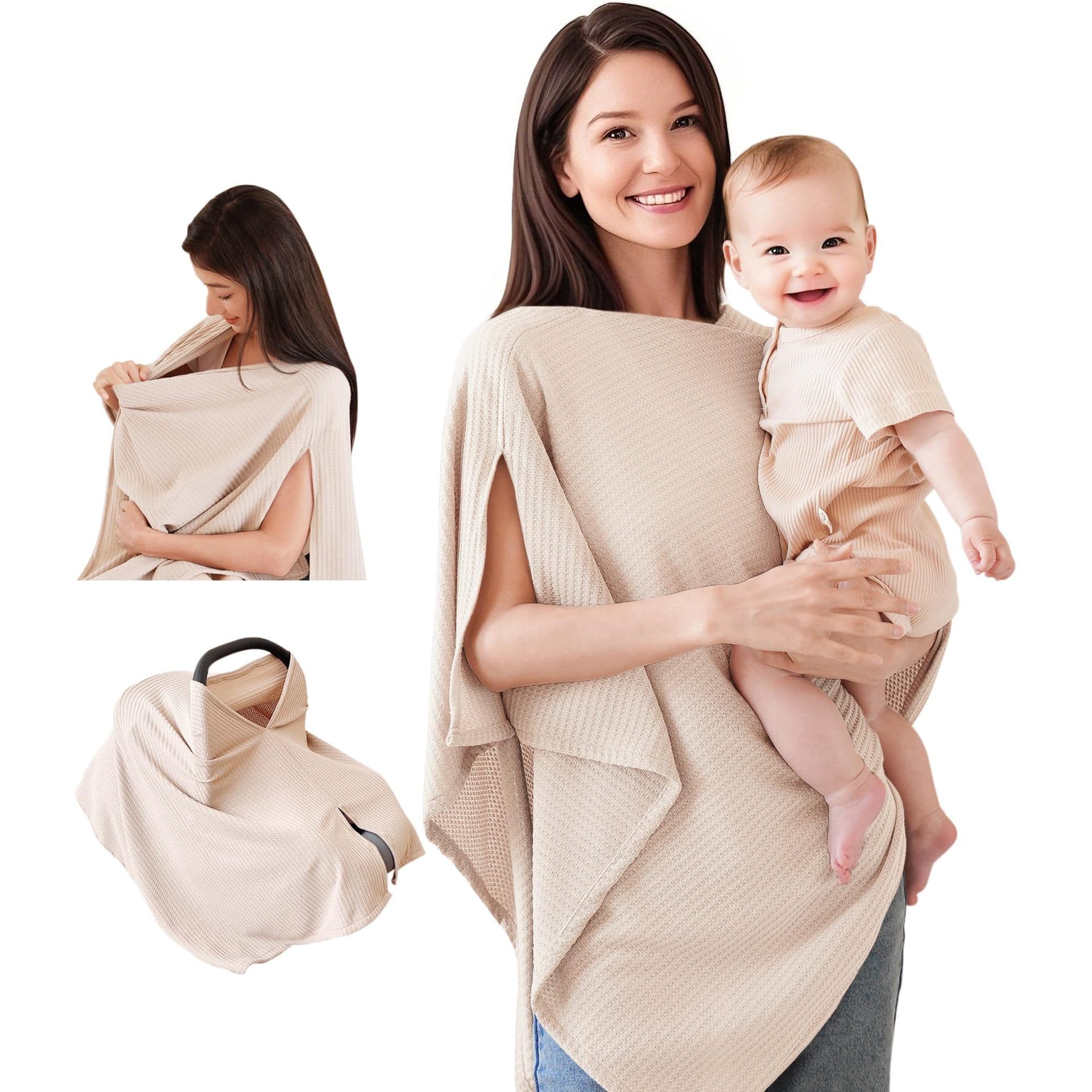 Knitted Breastfeeding Cover Soft Breathable Privacy Cape Multi-Purpose Nursing Shawl Comfortable Portable for Women