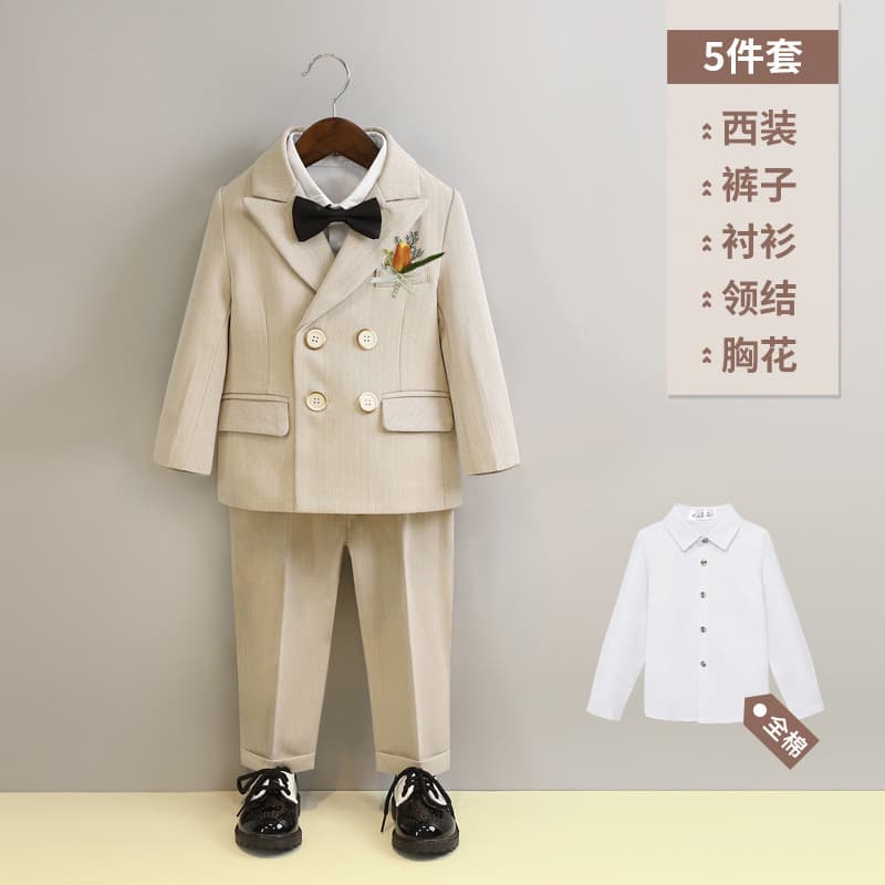 Boys' Suit Vest Set for Spring and Autumn, Baby First Birthday Flower Boy Wedding Suit, Host Performance Costume