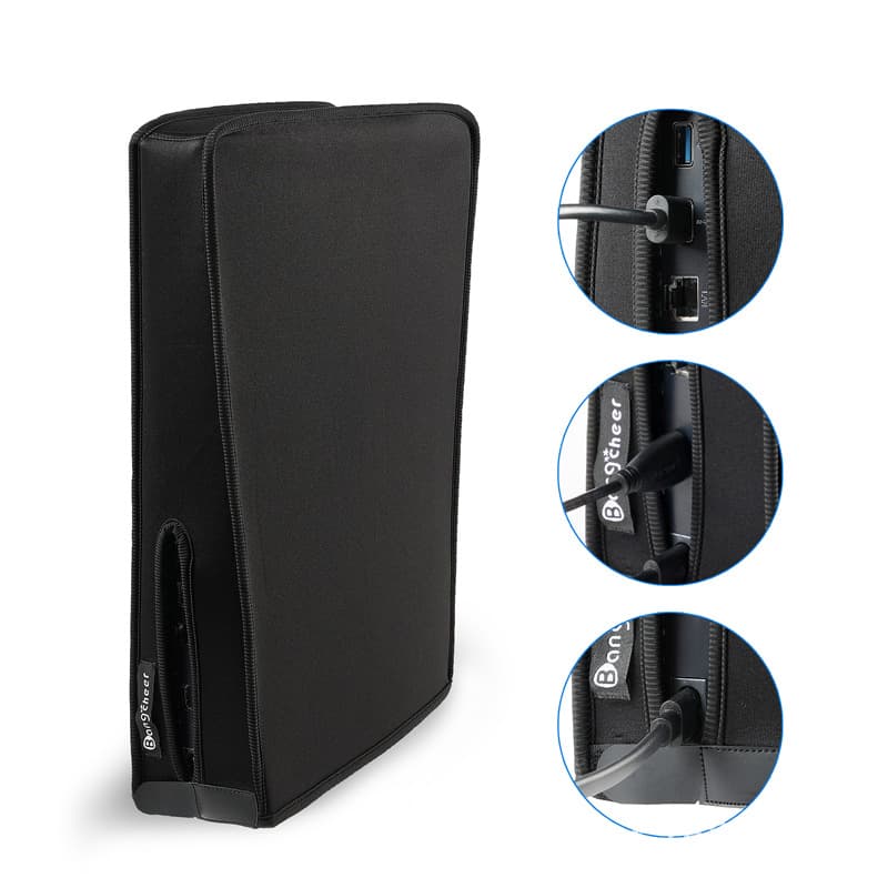 PS5 Dust Cover Waterproof Digital Edition Compatible with PlayStation 5 Splash Proof Black Cotton Material for Console