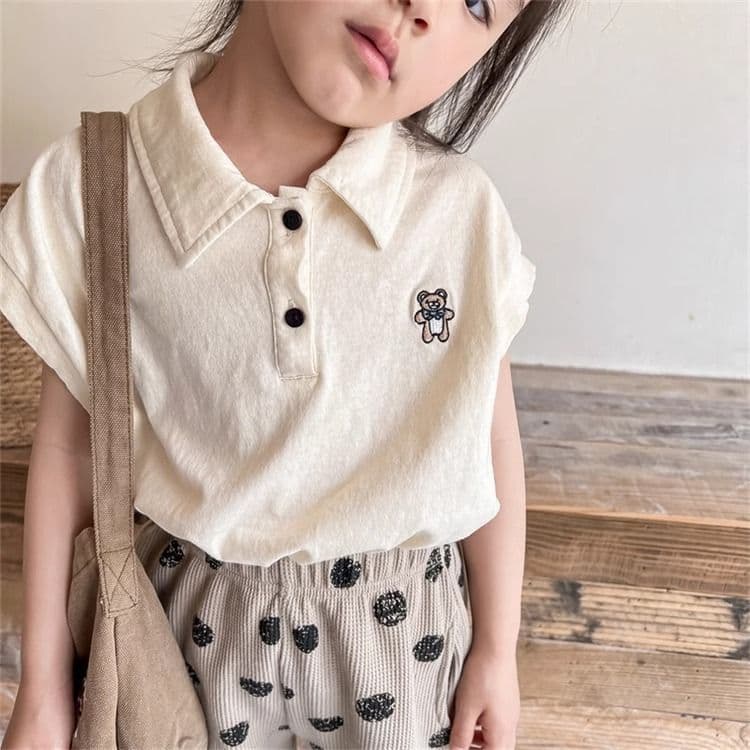 Forest-style Children's Short-sleeve T-shirt Girls Embroidered Cartoon Polo Shirt Summer Korean Version Kids Top Baby Blouse