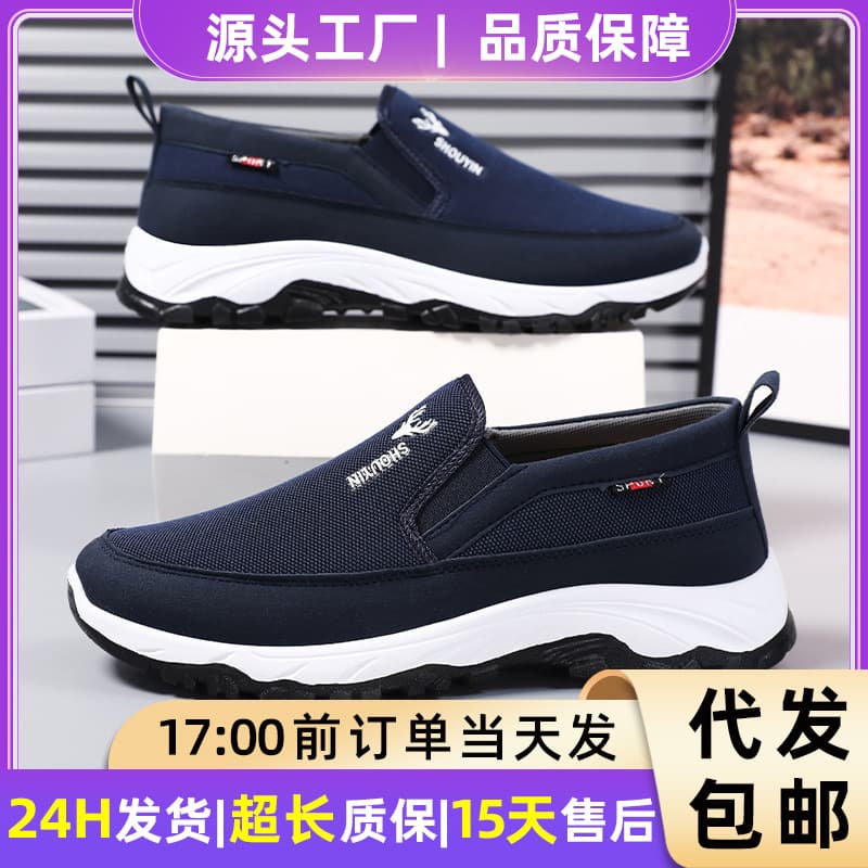 Men's 2025 Canvas Shoes Slip-On Old Beijing Cloth Shoes Breathable Soft Sole Casual Shoes Mesh Versatile Men's Shoes