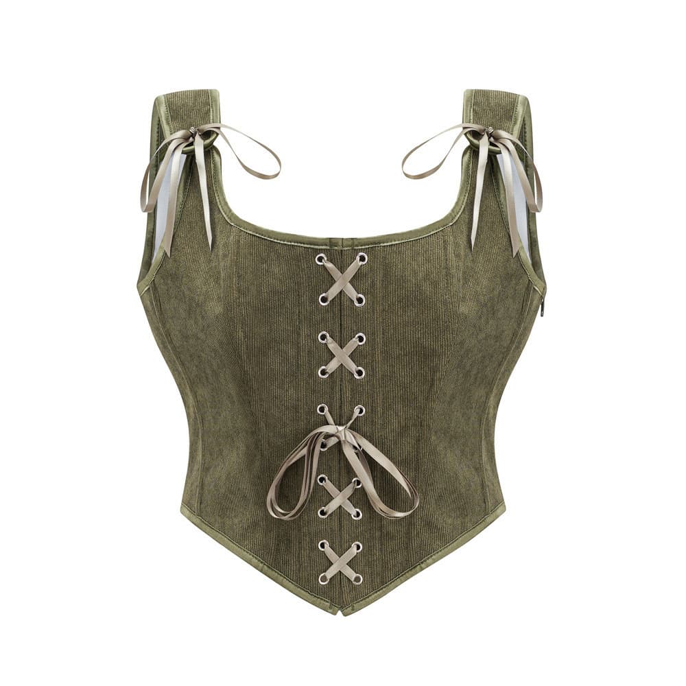 C22107#Renaissance corset tube top shapewear short navel vest top double shoulder strap fishbone bra