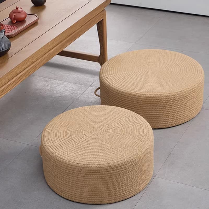 Jute Tatami Floor Cushion, Thickened Sitting Mat for Living Room, Balcony, Bay Window, Japanese Woven Cushion