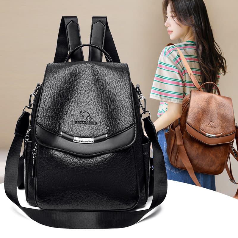 Cross-border Retro Leather Backpack New Versatile Multi-functional Affordable Backpack School Bag for Female Students