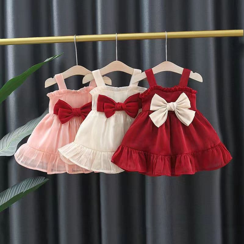 Baby Girl Red Strapless Dress Summer Children's One-Shoulder Off-Shoulder Dress Princess Dress for Girls Summer Clothing