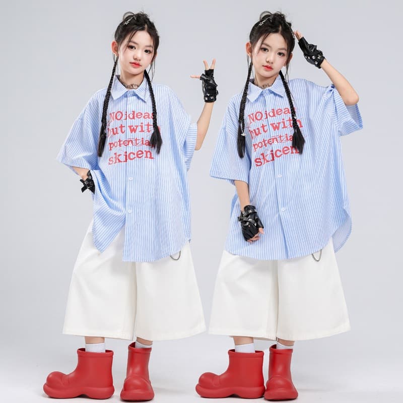 Street dance children's trendy clothing hiphop hip-hop children's performance clothing boys' shirt suits girls jazz dance clothing summer