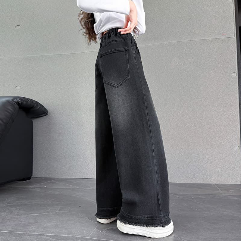 Girls' Jeans 2025 New Spring/Autumn Style for Middle School Students, Black Straight Wide-Leg Pants, Fall Wear