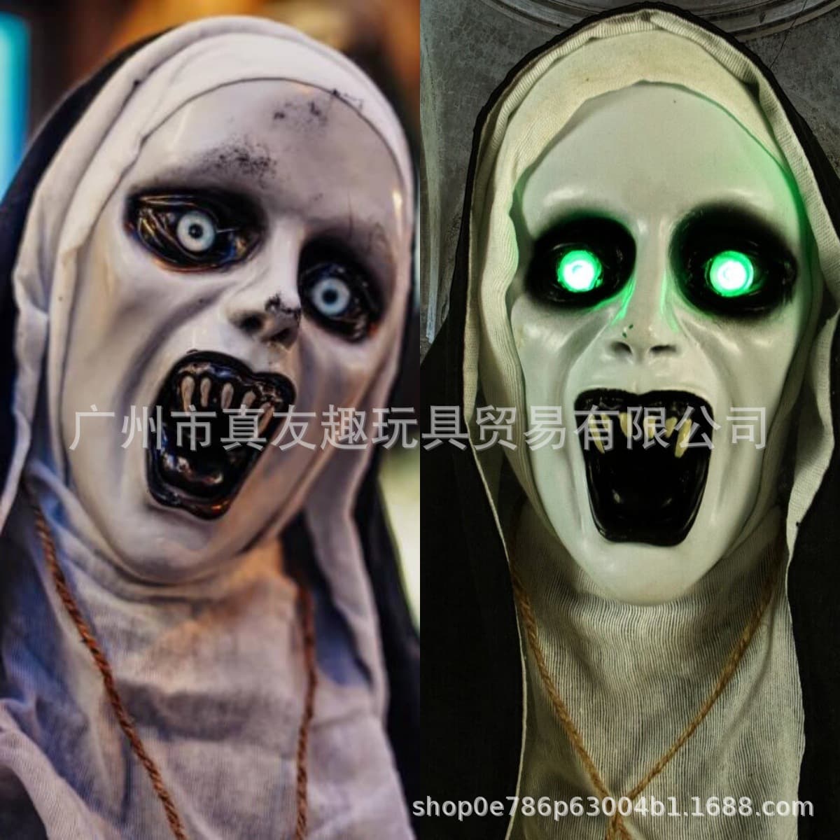 26 New Horror Conjuring 2 Nun Halloween Nun Set COS Nun Costume Luminous Horror Nun Headgear