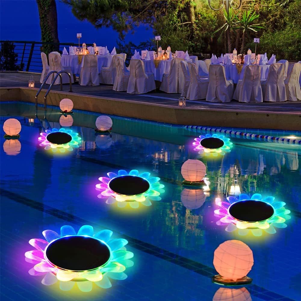 Solar Floating Pool Light LED Remote Control Pond Fountain Light Garden Decorative Landscape Sunflower Light