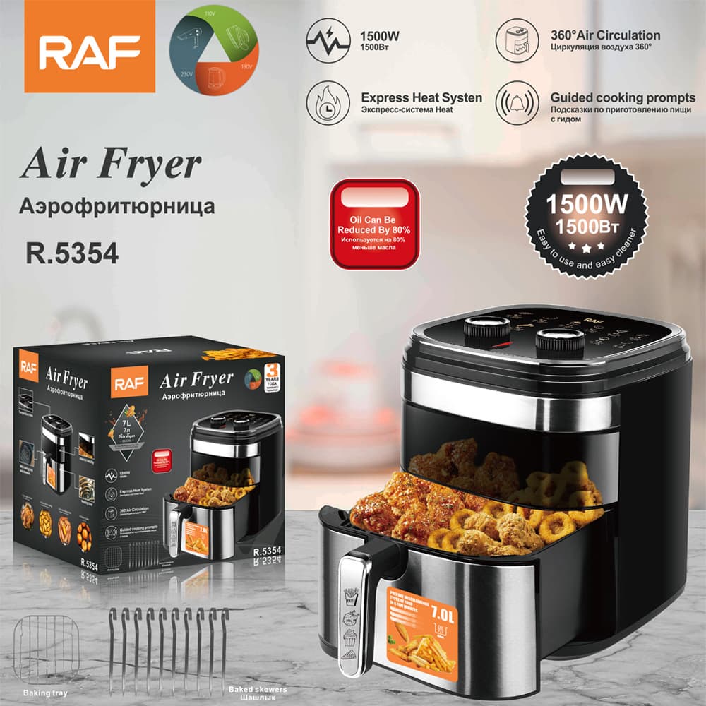 RAF European standard cross-border air fryer 7L large capacity household frying pan smokeless electric baking pan electric baking cooking pot