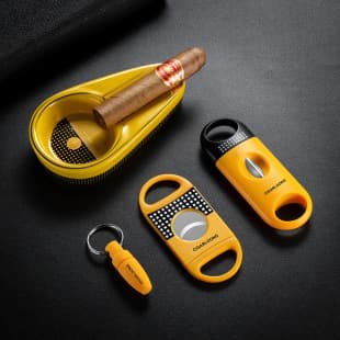Cuban Cigar Cutter 3-Piece Set Portable Cigar Cutter Sharp V-Cut Cigar Drill Round Punch Cigar Kit