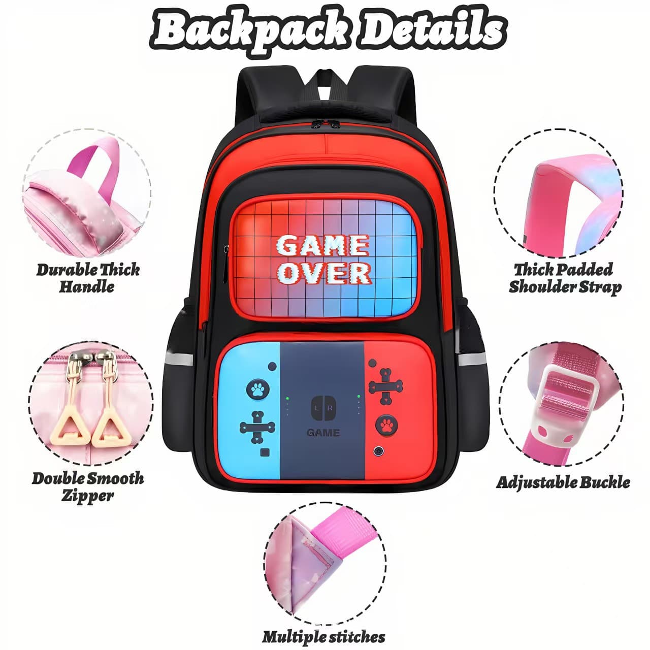Unisex Elementary School Student Backpack Large Capacity 3D Space Bag Waterproof Anti-Exhaustion Spine Protection Night Safety Reflective Oxford Cloth School Bag