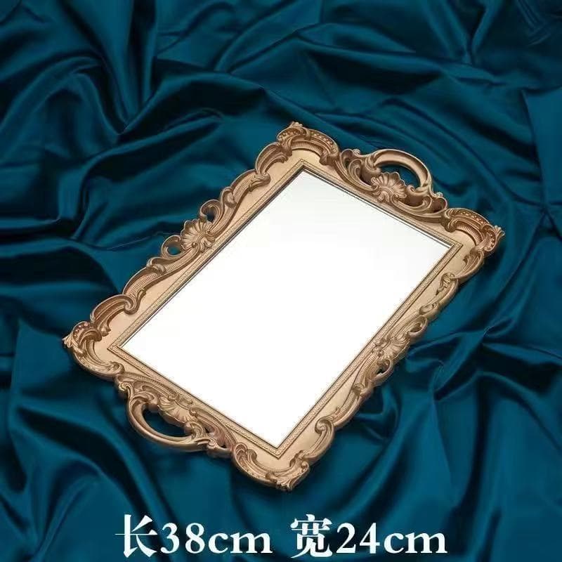 Mirror Vanity Mirror Trendy Dressing Mirror French Vintage Mirror Desktop Decorative Jewelry Display Storage Tray Photo Prop