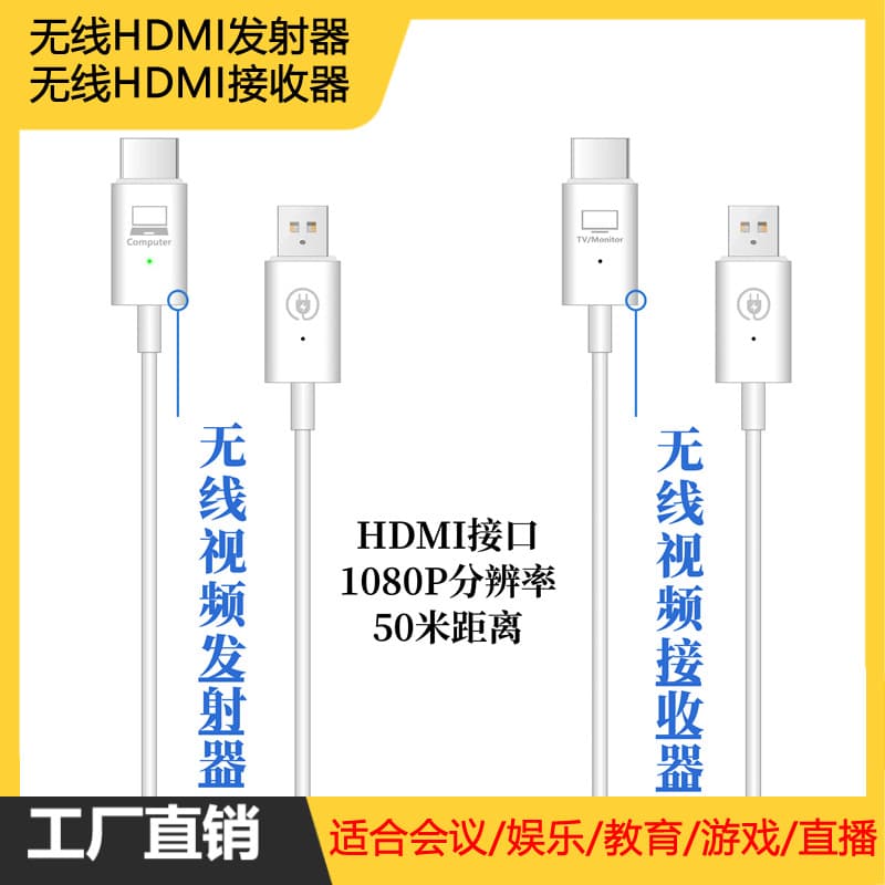 Mate2 wireless video transmission, point-to-point screen mirroring, wireless HDMI, wireless image transmission for office meetings, education, and games.