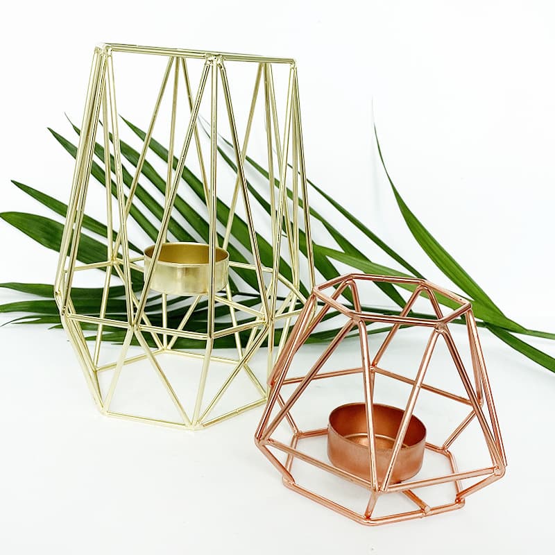 Geometric Candle Holder, Restaurant Candle Stand Decoration, Gold-Plated Hardware Metal Candlestick