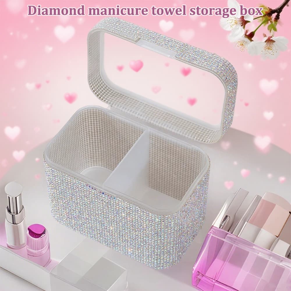 New desktop diamond manicure towel storage box diamond jewelry box creative storage box for manicure