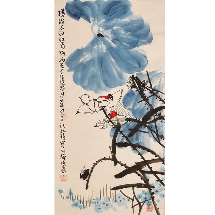 Famous Artist Cui Ruzhuo Pure Hand-Painted Decorative Painting Chinese Painting Lotus Painting Living Room Painting Room Painting Landscape Painting Chinese Style