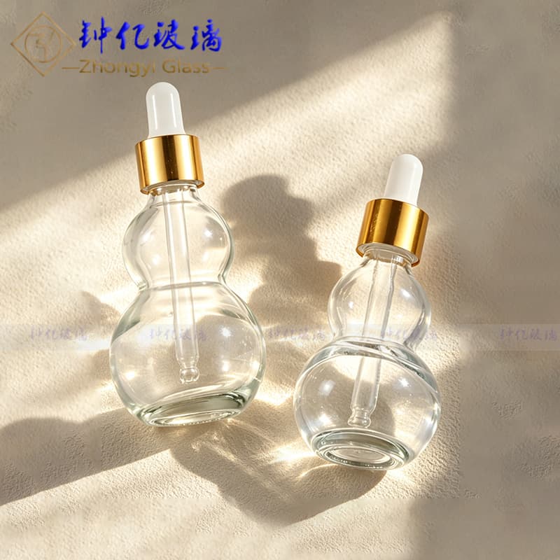 Transparent Double Gourd Bottle 10ml-50ml Roller Ball Essential Oil Dropper Medicine Oil Refill Bottle Cosmetic Glass Roller Bottle