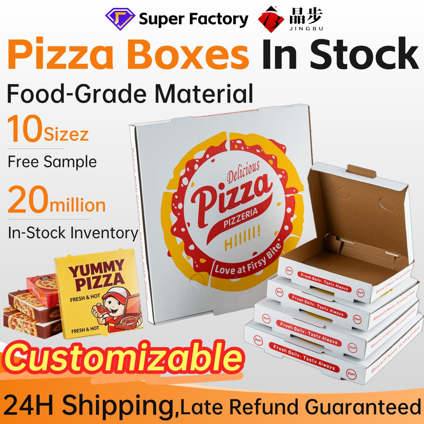 PizzaBoxes White 16-Inch Pizza Box Takeout Paper Box Food Delivery Packaging Box 6-Inch 8-Inch Cross-Border Pizza Box