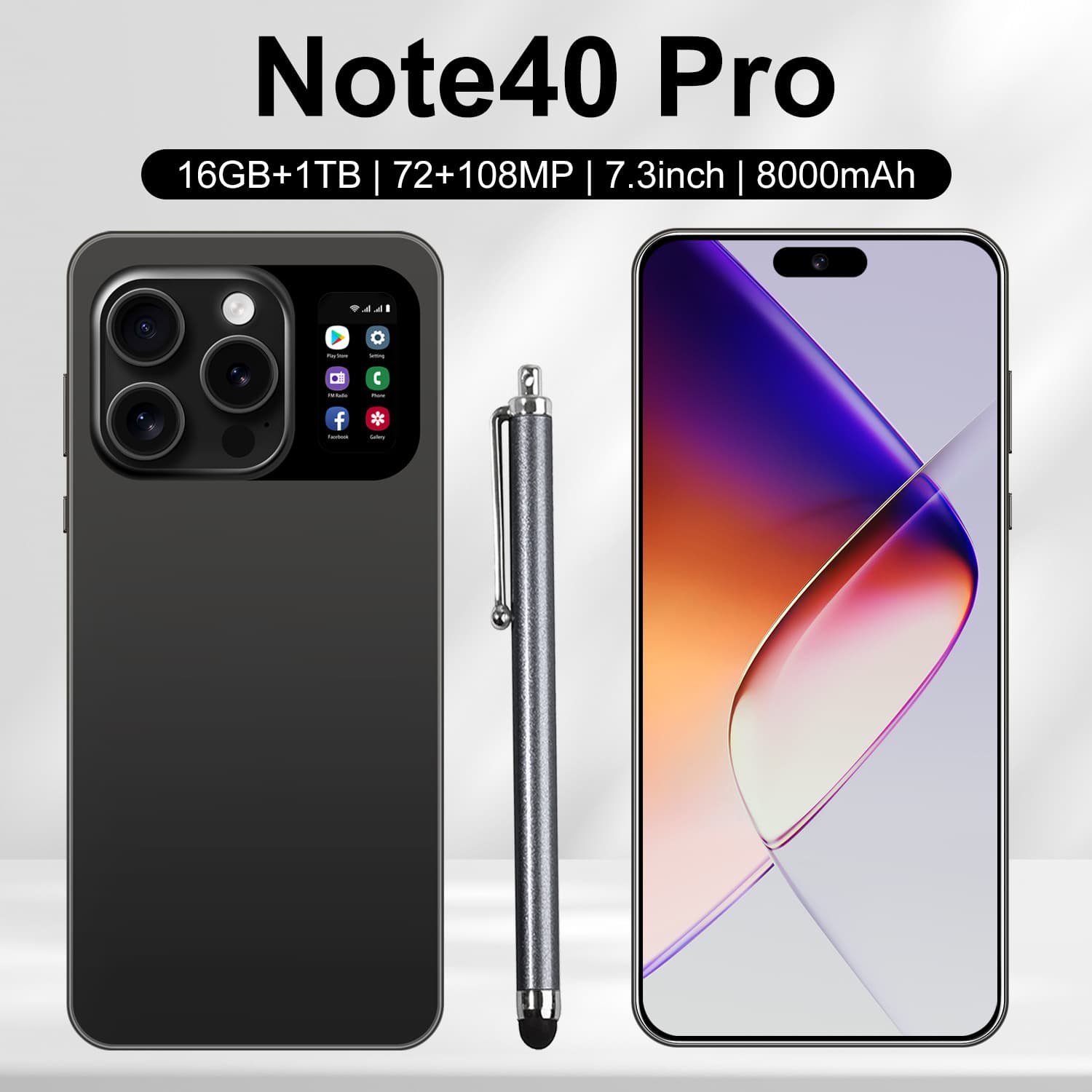 Note40 Pro cross-border mobile phone 2+16GB true perforation true secondary screen Android new foreign trade smartphone