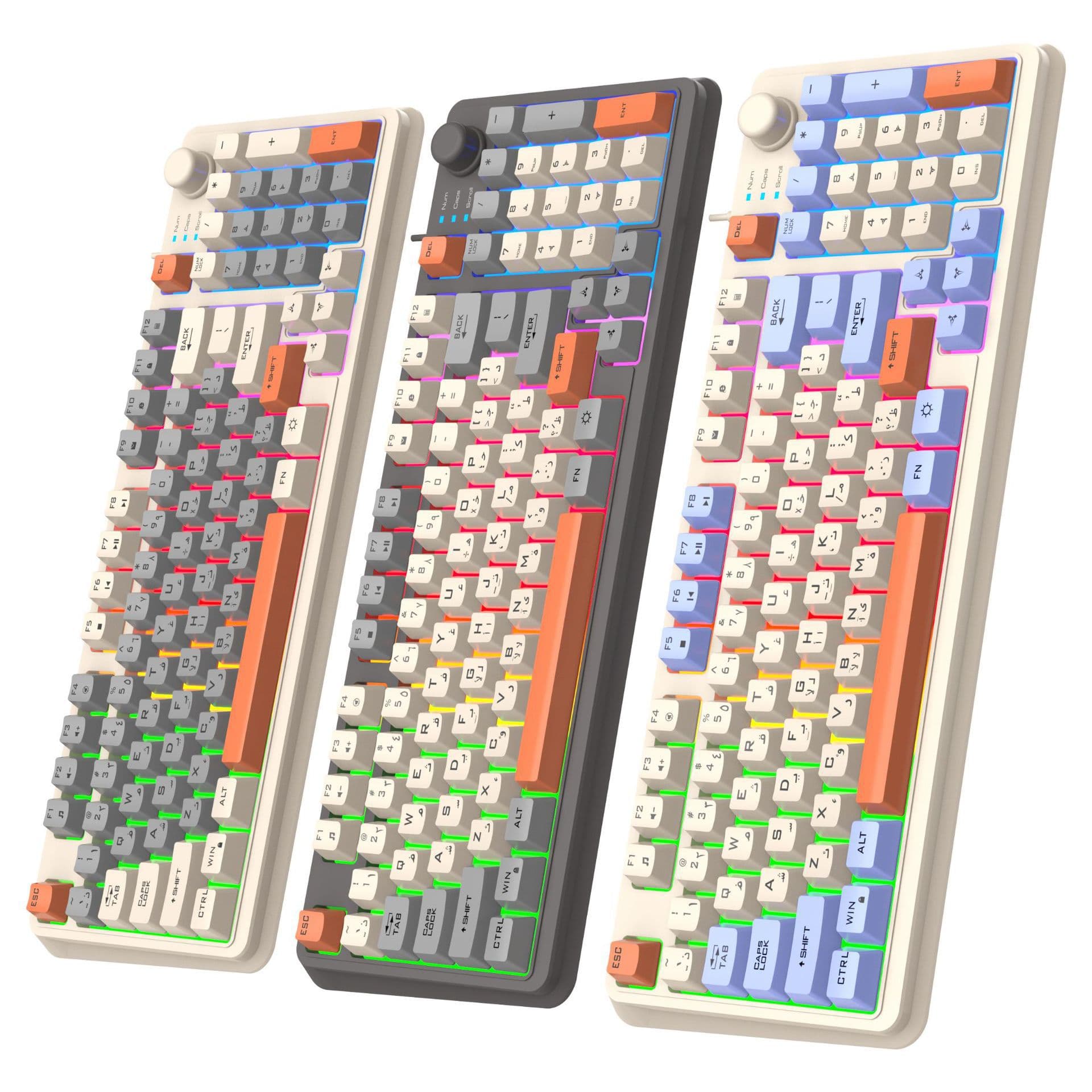 XUNSVFOX K820 Arabic Gaming Wired Keyboard Mouse Set Tri-Color Glowing Computer Keyboard for Cross-border