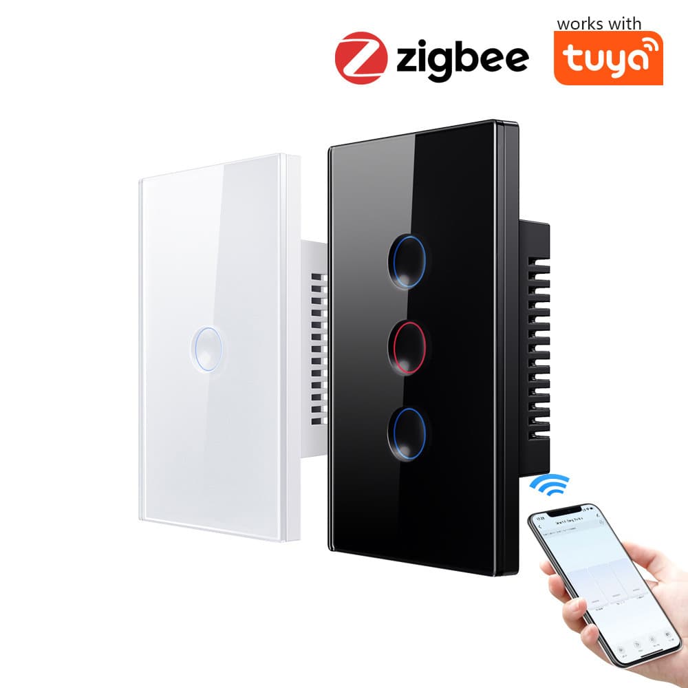 Tuya ZigBee Smart Switch 2.5D Recessed Style 120 Type US Standard 1/2/3/4 Gang Touch Wall Switch