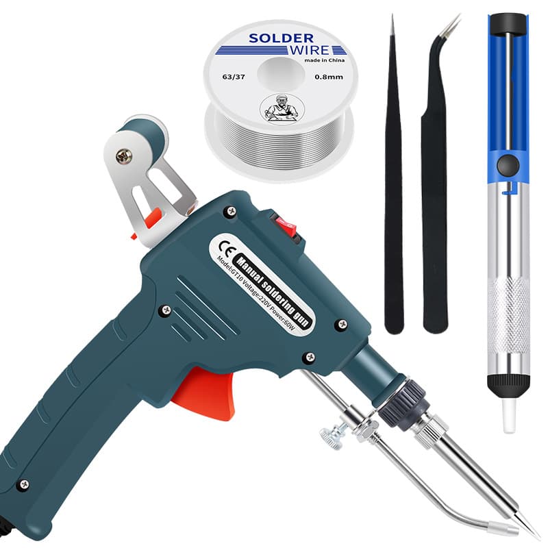Portable Electric Soldering Iron Gun 60W Internal Heating Soldering Iron Set with Automatic Tin Feeding for Welding, EU/US