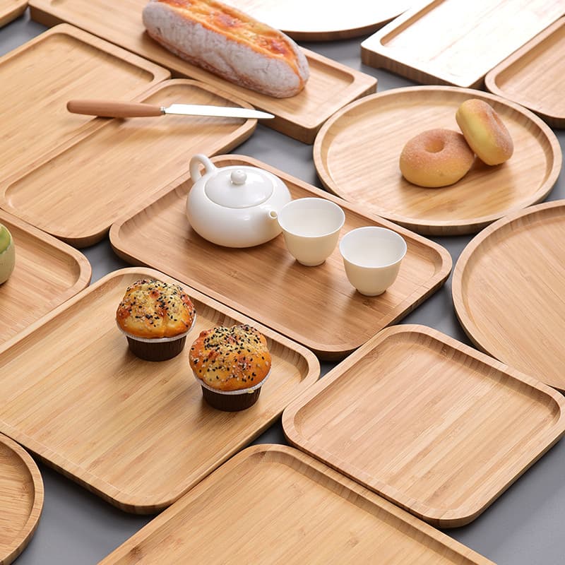 Wholesale tea tray, household tray, rectangular cup holder, wooden plate, wooden grill tray, fruit plate, bamboo tray, candy tray